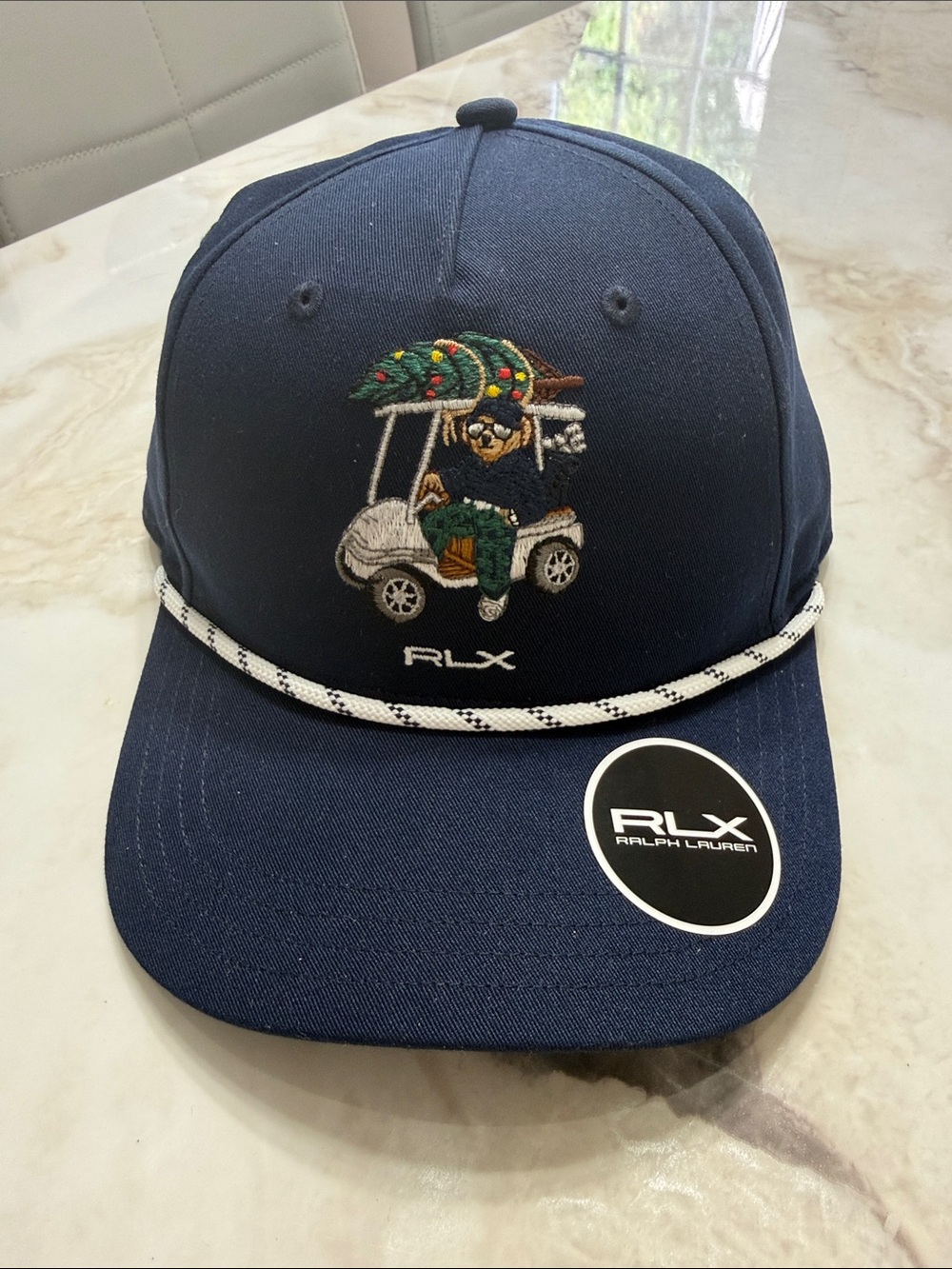 RLX Ralph Lauren Navy Kids Cap with Embroidered Golf Cart Bear